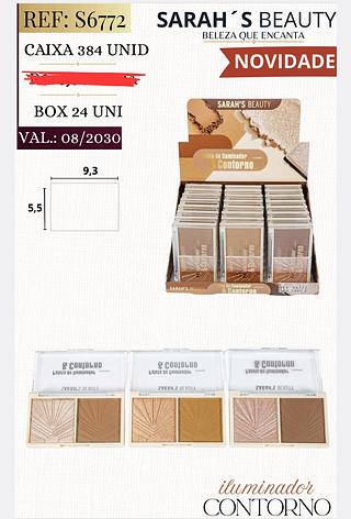 ILUMINADOR E CONTORNO SARAHS BEAUTY C/24PCS