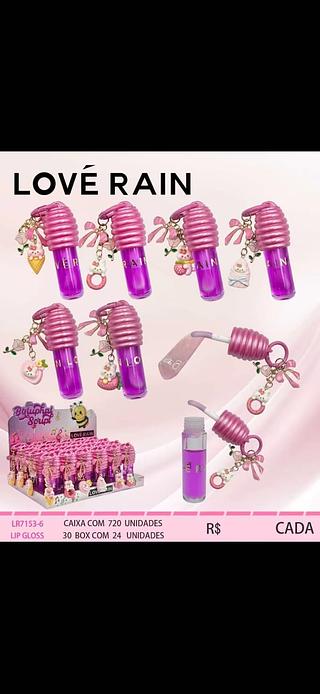 LIP GLOSS COM CHAVEIRO LOVE RAIN C/24PCS
