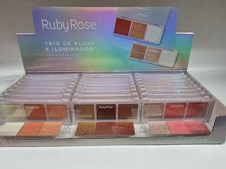 TRIO DE BLUSH E ILUMINADOR RUBY ROSE C/24PCS