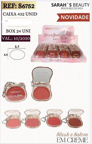 BLUSH E BATOM EM CREME SARAHS BEAUTY C/24PCS