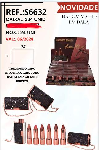 BATOM MATTE EM BALA SARAHS BEAUTY C/24PCS