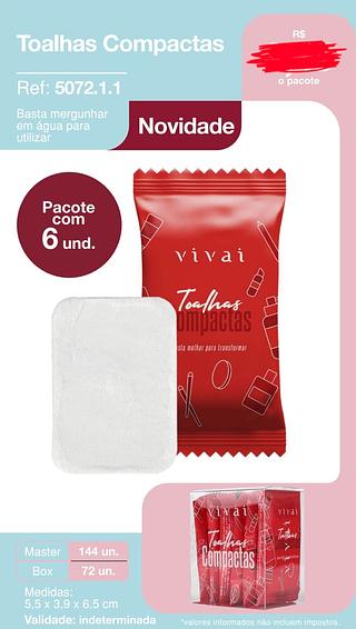 TOALHAS COMPACTAS VIVAI C/12PCS