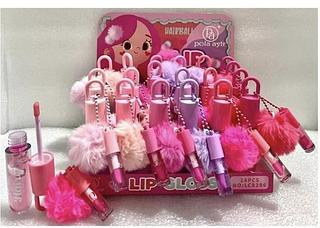 LIP GLOSS COM POMPOM C/24PCS