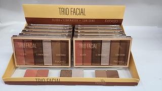 PALETA TRIO FACIAL BLUSH ILUMINADOR CONTORNO FEBELLA C/12PCS