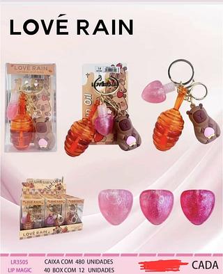 LIP MAGICO COM CHAVEIRO LOVE RAIN C/12PCS