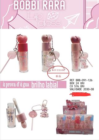 BRILHO LABIAL COM CHAVEIRO BOBBI RARA C/24PCS