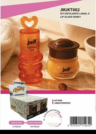 KIT ESFOLIANTE LABIAL E LIP GLOSS HONEY JUMMYJU C/12PCS