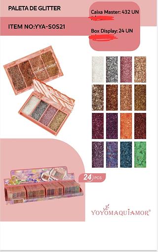 PALETA DE GLITTER YOYO MAQUIAMOR C/24PCS