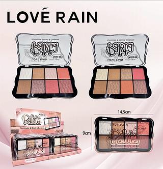 PALETA ILUMINADOR E BLUSH LOVE RAIN C/12PCS