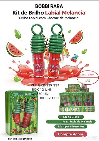 KIT LIP GLOSS MELANCIA BOBBI RARA C/12PCS