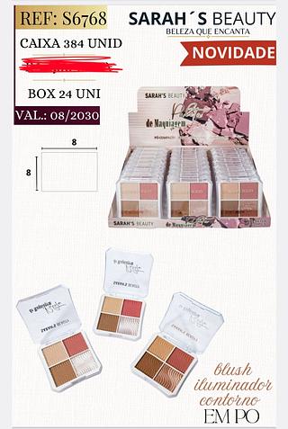 BLUSH ILUMINADOR CONTORNO EM PO SARAHS BEAUTY C/24PCS