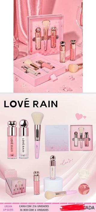 KIT LIP GLOSS COM PINCEL LOVE RAIN C/6PCS