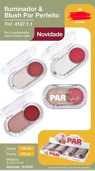 ILUMINADOR E BLUSH PAR PERFEITO VIVAI C/24PCS