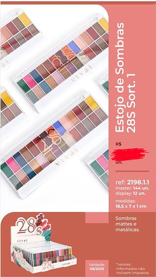 PALETA DE SOMBRAS MATTE METALICA-28CORES C/12PCS