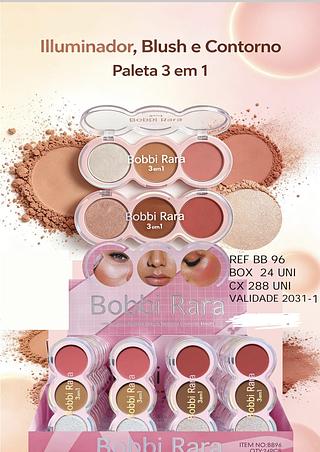 ILUMINADOR BLUSH CONTORNO 3 EM 1 BOBBI RARA C/24PCS