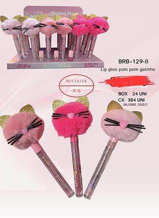 LIP GLOSS POM POM GATINHO BOBBI RARA C/24PCS