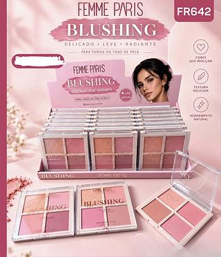 PALETA DE BLUSH 4 CORES FEMME PARIS C/24PCS