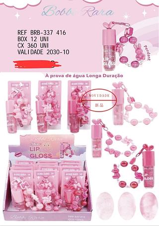 LIP GLOSS COM CHAVEIRO BOBBI RARA C/12PCS