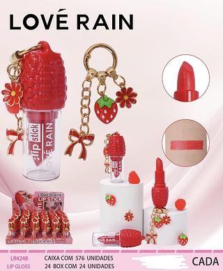 LIP GLOSS MORANGO LOVE RAIN C/24PCS