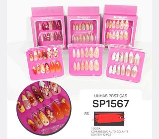 UNHA POSTICAS COM ADESIVO AUTO COLANTE SABRINA SATO C/12PCS