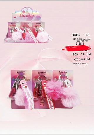 LIP GLOSS CHAVEIRO COM POM POM BOBBI RARA C/18PCS