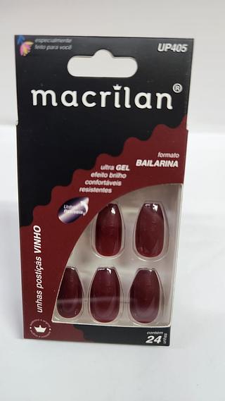 unhas posticas bailarina VINHO MACRILAN C/12PCS