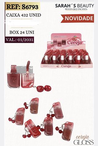 LIP GLOSS CEREJA SARAHS BEAUTY C/24PCS