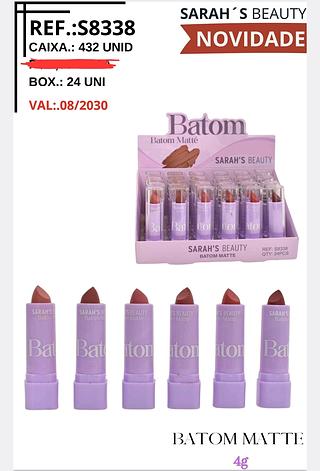 BATOM MATTE SARAHS BEAUTY C/24PCS