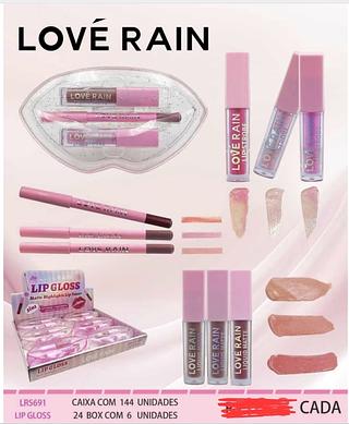 KIT LIP GLOSS COM LAPIS LOVE RAIN C/6PCS