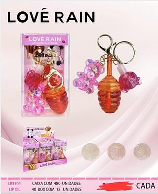 LIP GLOSS +CHAVEIRO LOVE RAIN C/12PCS