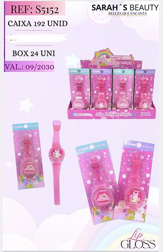 LIP GLOSS RELOGIO SARAHS BEAUTY C/24PCS