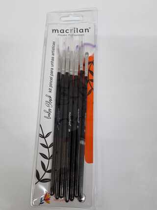 kit pincel para unhas artisticas macrilan c/12pcs