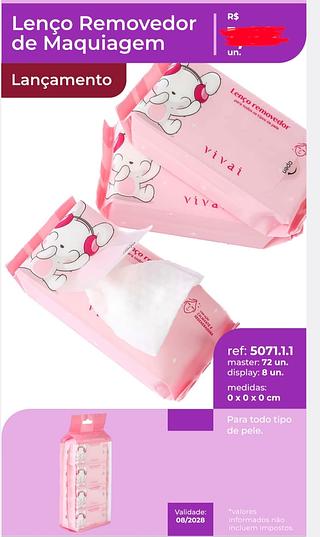 LENCO REMOVEDOR DE MAQUIAGEM VIVAI C/8PCS