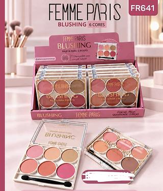 PALETA DE BLUSH 6 CORES FEMME PARIS C/12PCS
