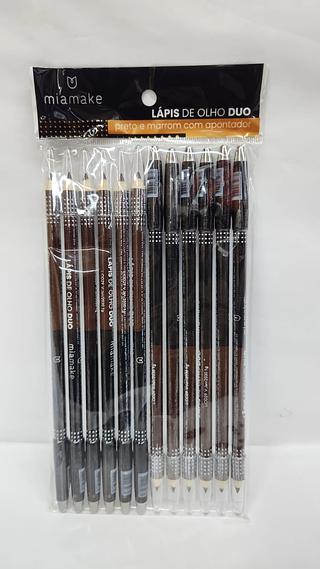 LAPIS DE OLHO DUO PRETO E MARROM COM APONTADOR MIAMAKE C/12PCS