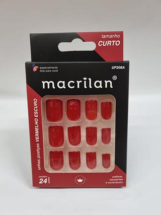 unhas posticas vermrlho escuro curto c/12pcs