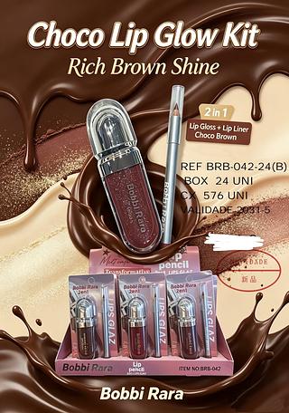 LIP GLOSS CHOCO E LAPIS LABIAL BOBBI RARA C/24PCS