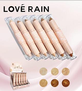 CORRETIVO E CONTORNO BASTAO 2 EM 1 LOVE RAIN C/24PCS