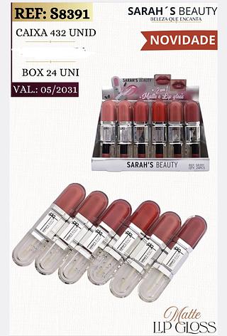 LIP GLOSS MATTE 2 EM1 SARAHS BEAUTY C/24PCS