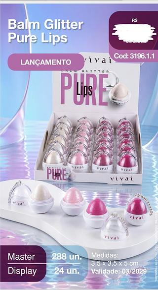 BALM GLITTER PURE LIPS VIVAI C/24CPS
