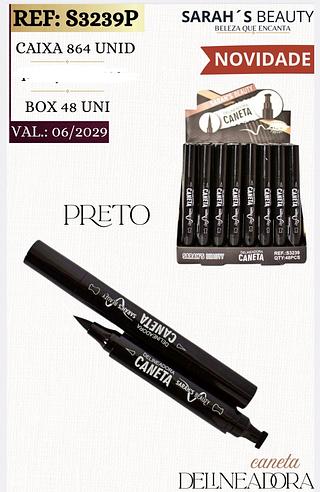 CANETA DELINEADOR E CARIMBO PRETO SARAHS BEAUTY C/48PCS