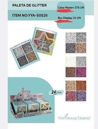 PALETA DE GLITTER YOYO MAQUIAMOR C/24PCS