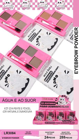 3D SOMBRA PARA SOBRANCELHAS COM PINCEL LOVE RAIN C/24PCS