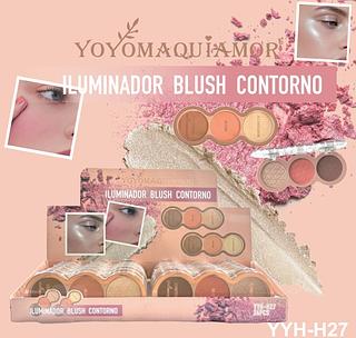 ILUMINADOR BLUSH CONTORNO YOYO MAQUIAMOR C/24PCS