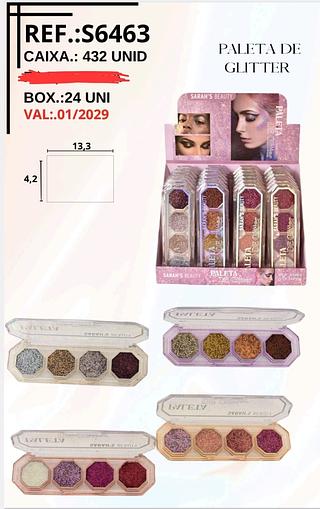 PALETA DE SOMBRAS GLITTER SARAHS BEAUTY C/24PCS