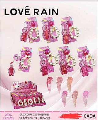 LIP GLOSS COM CHAVEIRO LOVE RAIN C/24PCS