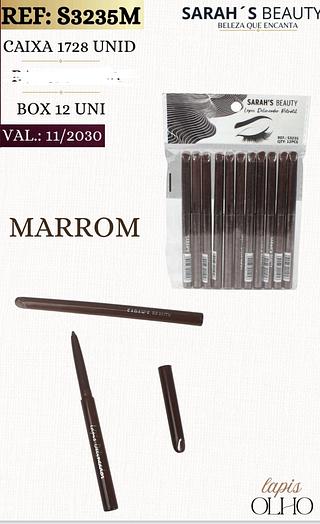 LAPIS RETRATIL DE OLHO MARROM SARAHS BEAUTY C/12PCS