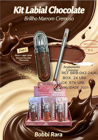 LIP GLOSS CHOCOLATE E LAPIS LABIAL BOBBI RARA C/24PCS