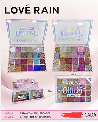 PALETA DE SOMBRA GLITTER LOVE RAIN C/12PCS