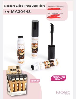 MAASCARA DE CILIOS PRETA CUTE TIGRE FEBELLA C/12PCS